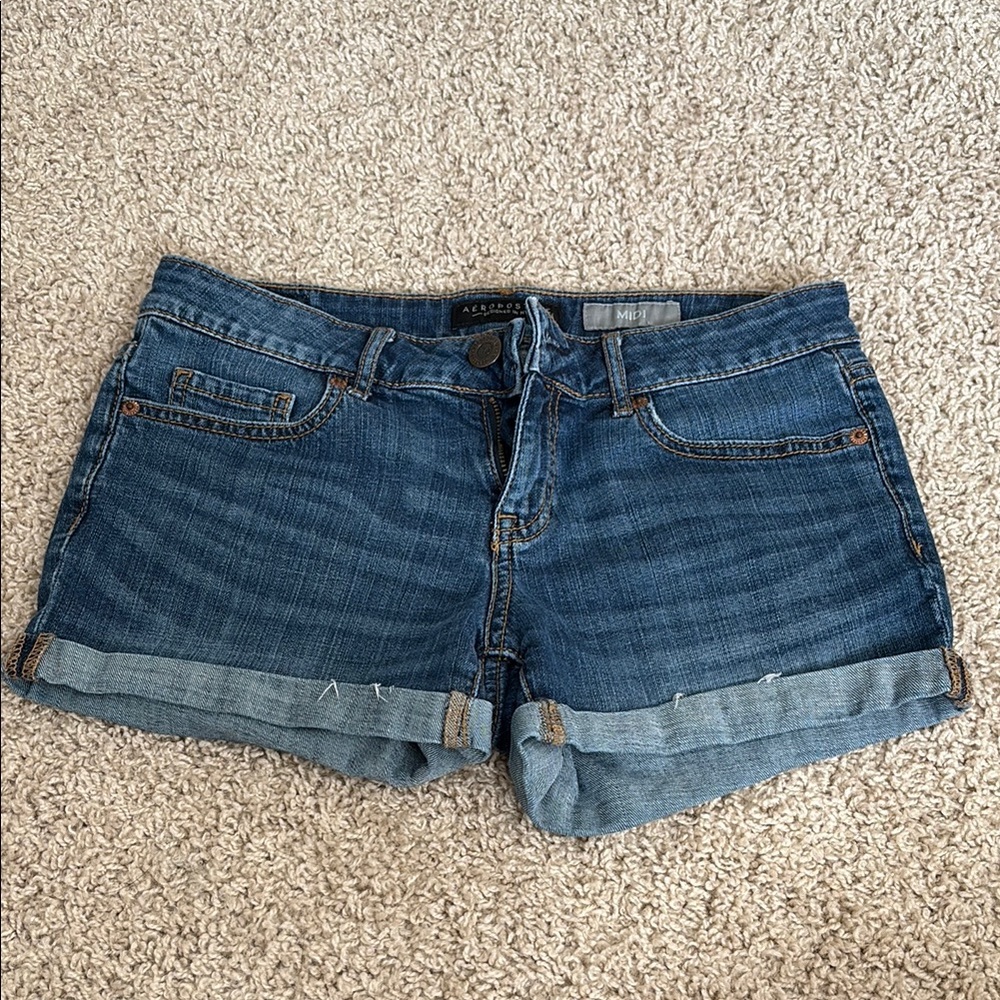 Aeropostale Blue Jean Shorts with Cuffed Hems